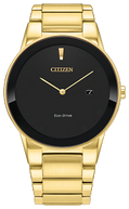 AU2002-52E Citizen Eco-Drive Quartz Gold-Tone Watch Black Dial Gold-Tone Stainless Steel Men's Watch