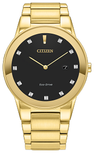 AU2002-52G Citizen Eco-Drive Quartz Gold-Tone Watch Gold / Grey Dial Gold-Tone Stainless Steel Men's Watch