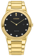 AU2002-52G Citizen Eco-Drive Quartz Gold-Tone Watch Gold / Grey Dial Gold-Tone Stainless Steel Men's Watch