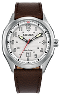 AW1890-19B Citizen Eco-Drive Quartz Beige Dial Leather Watch Beige Dial Stainless Steel Men's Watch