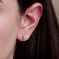Beaded Cross Earrings in 14K Gold