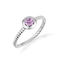.925 Sterling Silver Custom Lab Created Birthstone Rope Ring