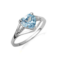 Gold Heart Beaded Cubic Zirconia Birthstone Love Ring (Available in Yellow/Rose/White Gold)