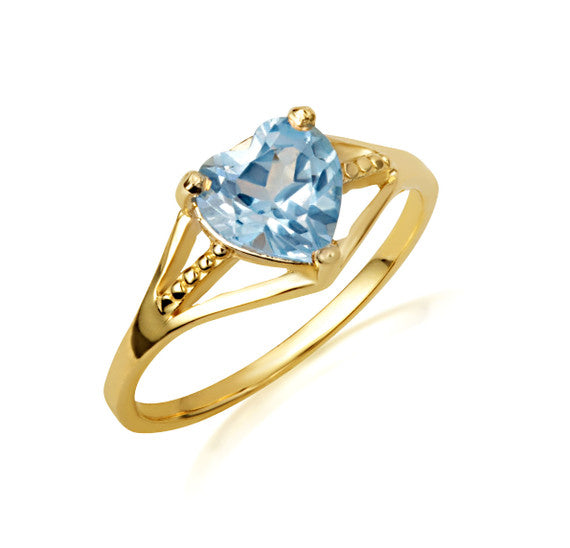 Gold Heart Beaded Cubic Zirconia Birthstone Love Ring (Available in Yellow/Rose/White Gold)