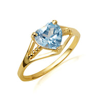 Gold Heart Beaded Cubic Zirconia Birthstone Love Ring (Available in Yellow/Rose/White Gold)