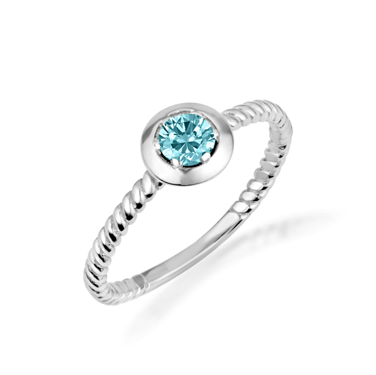 .925 Sterling Silver Custom Lab Created Birthstone Rope Ring