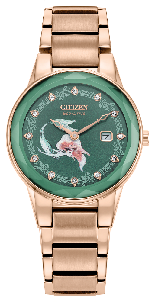 Citizen GA1073-63W Disney Princess Ariel Green Dial Stainless Steel Women's Watch