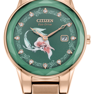 Citizen GA1073-63W Disney Princess Ariel Green Dial Stainless Steel Women's Watch