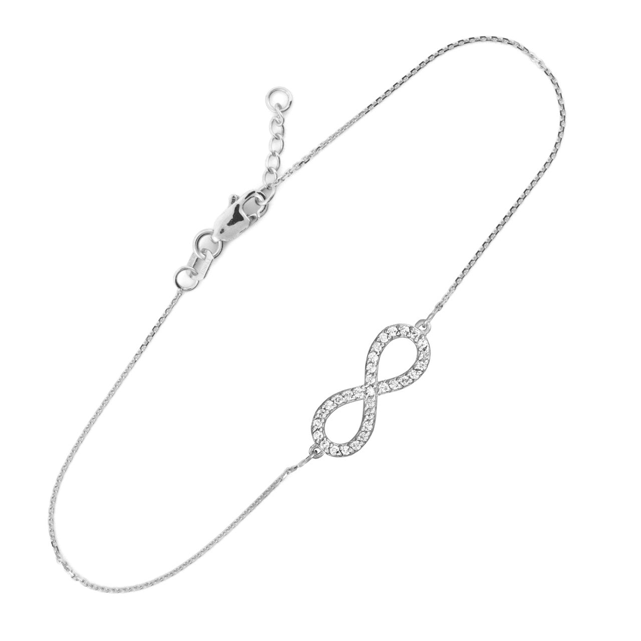 .925 Sterling Silver Cubic Zirconia Infinity Bracelet