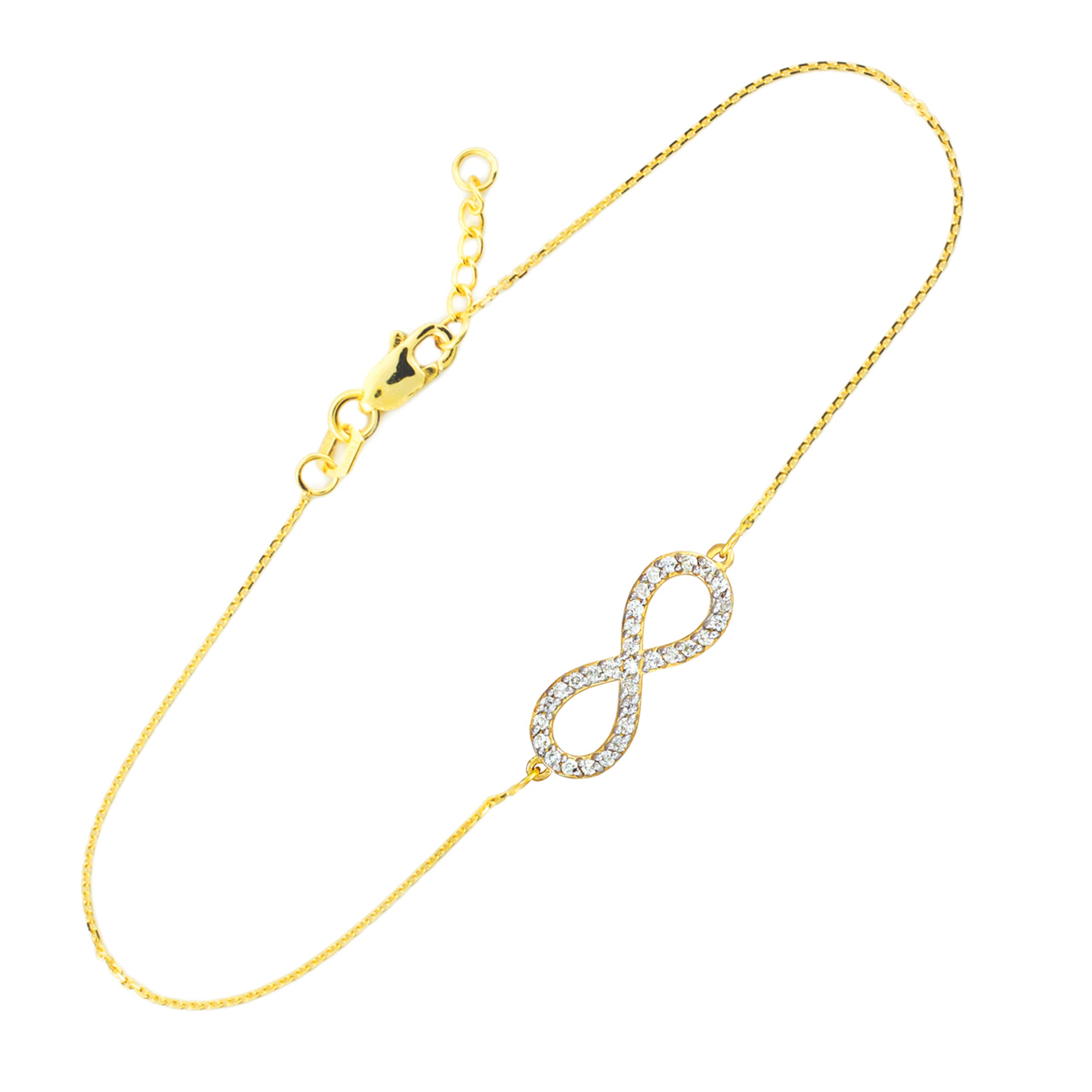 14K Gold Cubic Zirconia Infinity Bracelet