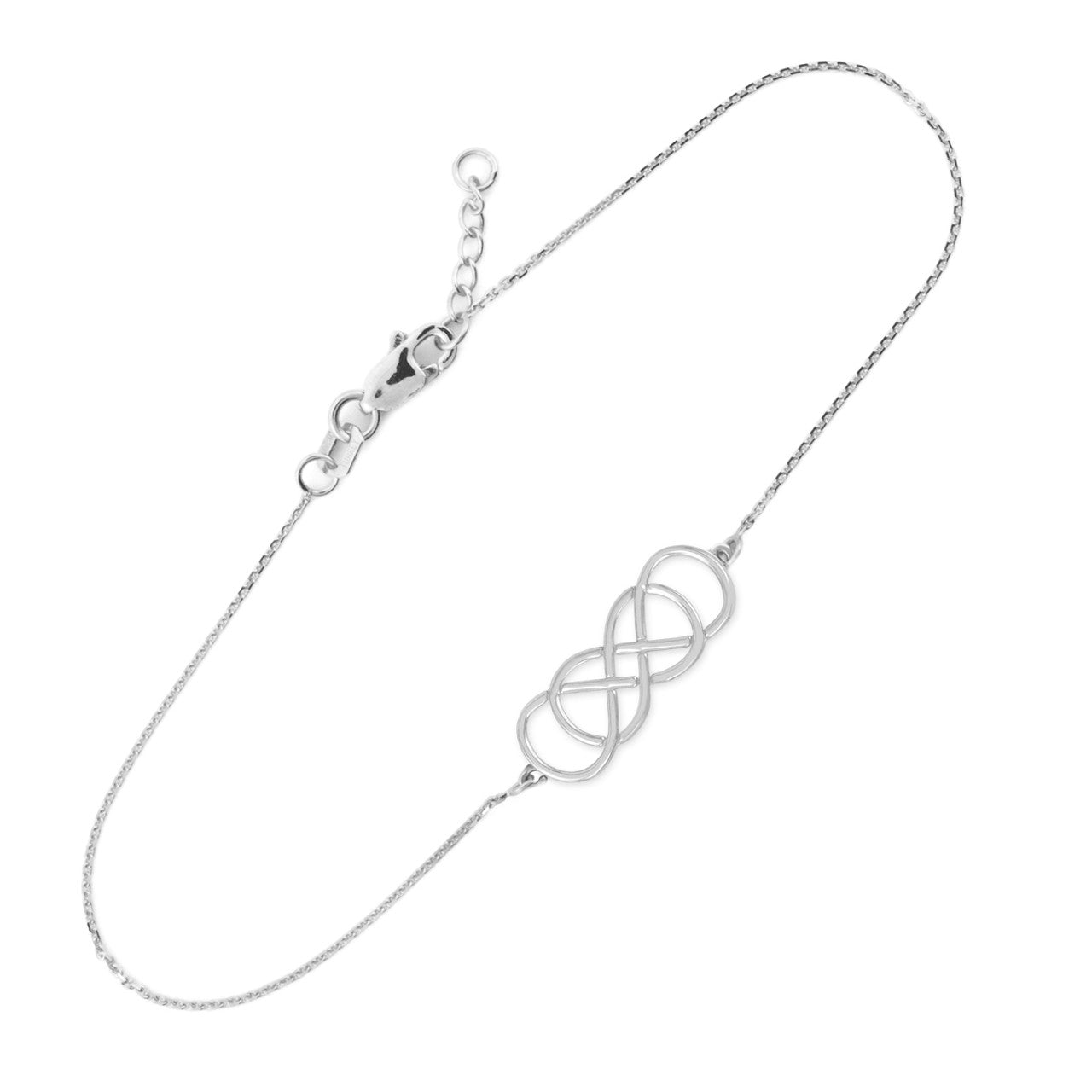 .925 Sterling Silver Double Knot Infinity Bracelet