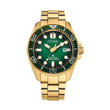 Citizen Promaster Dive BN0262-59W Eco-Drive Green Dial Gold-Tone Men's Dive Watch