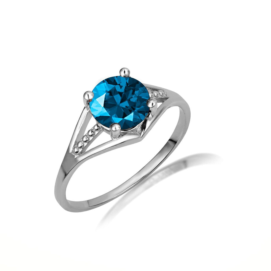 .925 Sterling Silver Round Beaded Cubic Zirconia Birthstone Ring