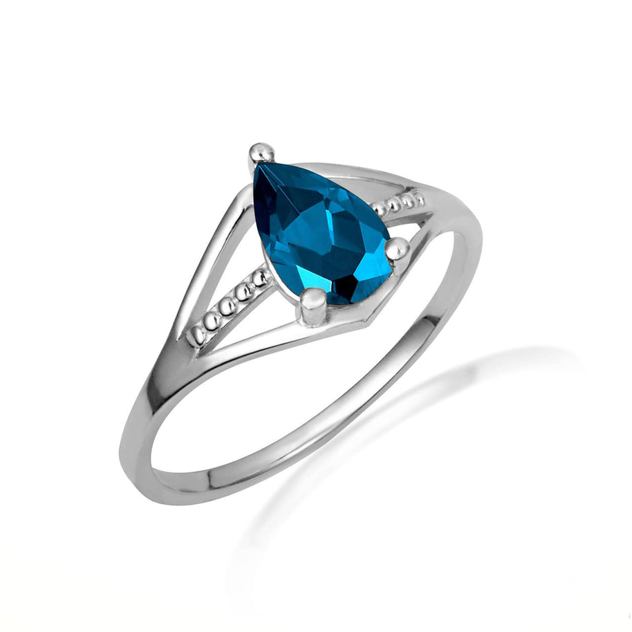 .925 Sterling Silver Round Beaded Cubic Zirconia Birthstone Ring