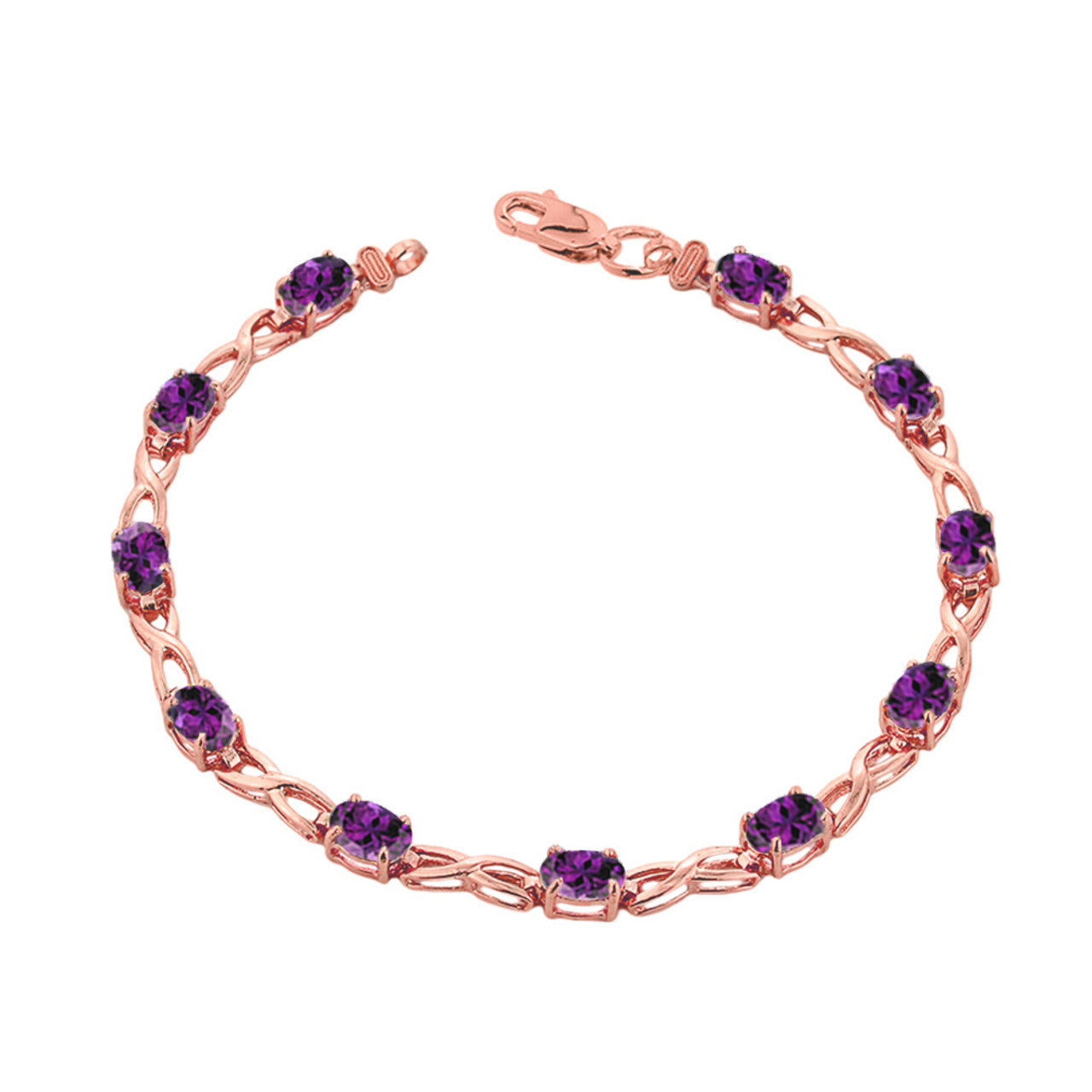 Rose Gold Personalized Oval Birthstone Infinity Bracelet