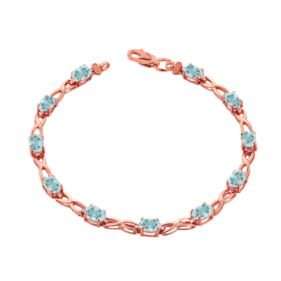 Rose Gold Personalized Oval Birthstone Infinity Bracelet