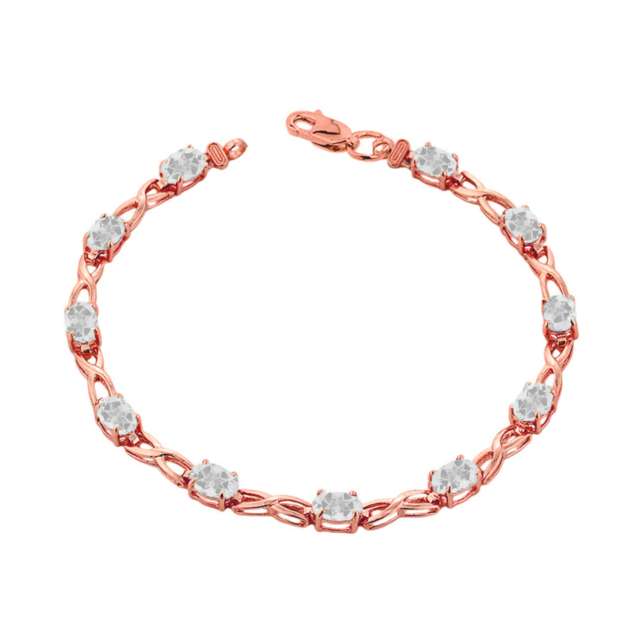 Rose Gold Personalized Oval Birthstone Infinity Bracelet
