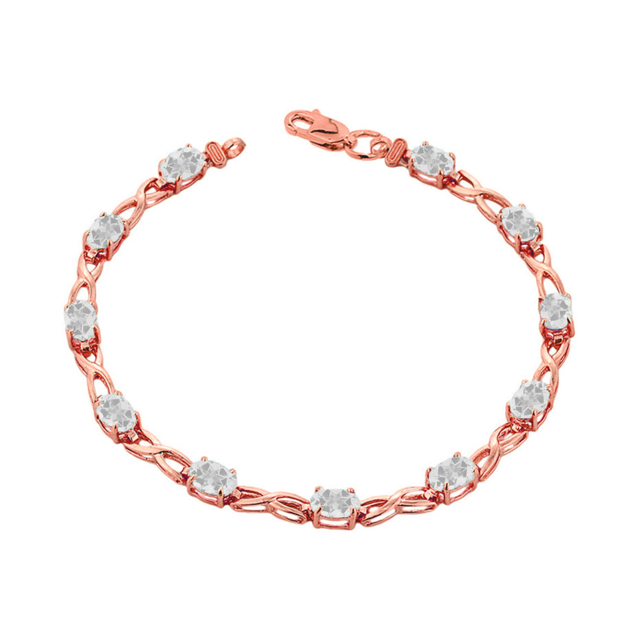 Rose Gold Personalized Oval Birthstone Infinity Bracelet