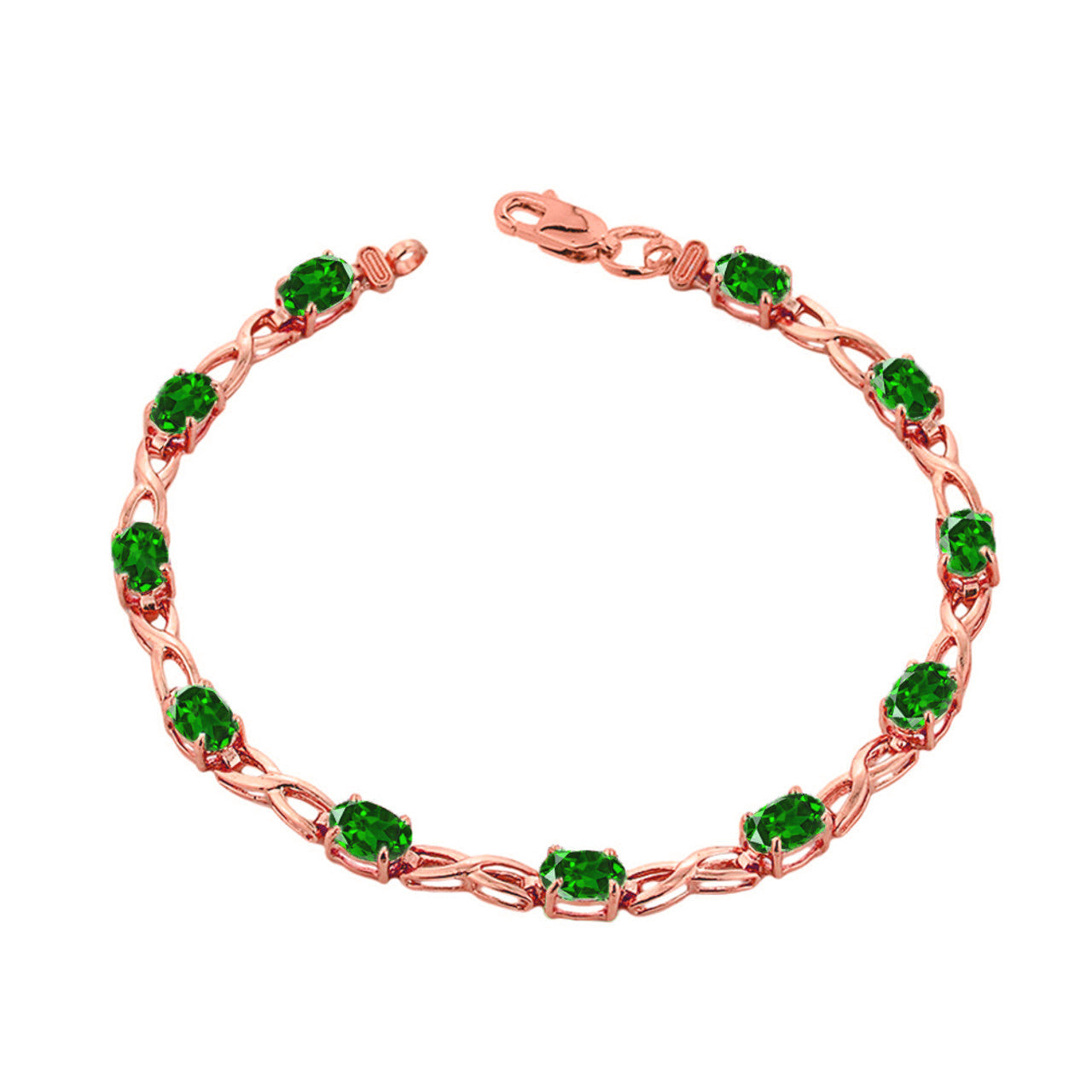 Rose Gold Personalized Oval Birthstone Infinity Bracelet