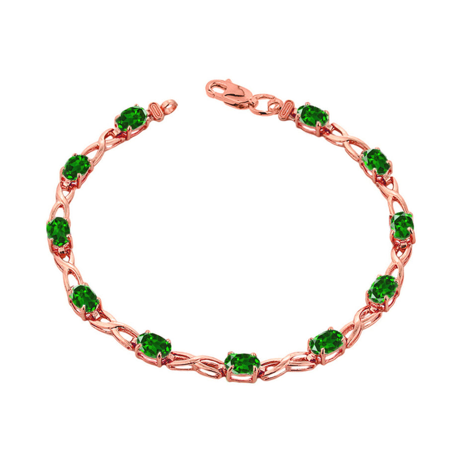 Rose Gold Personalized Oval Birthstone Infinity Bracelet