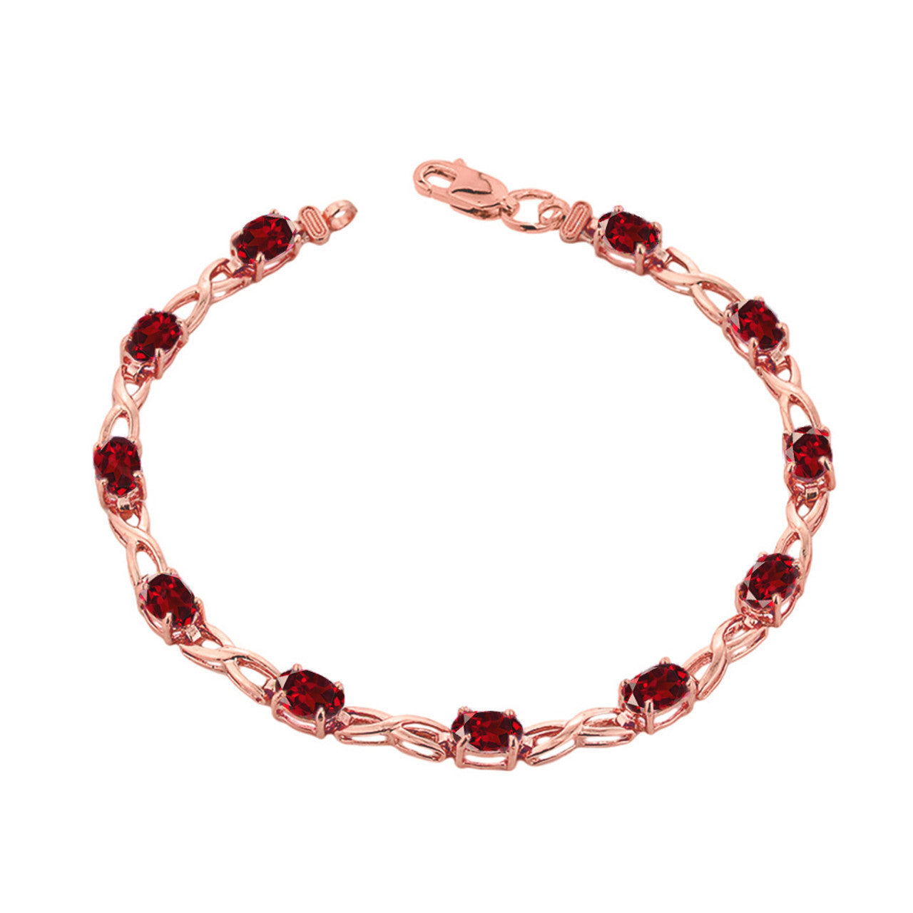 Rose Gold Personalized Oval Birthstone Infinity Bracelet