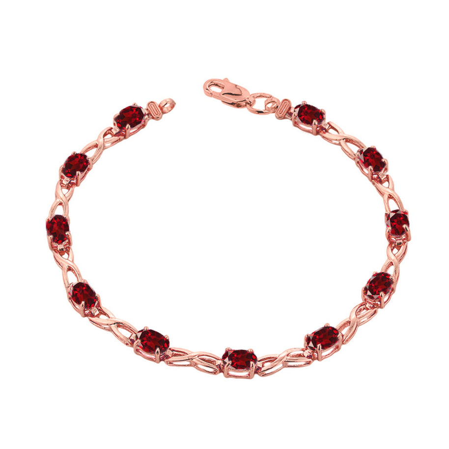 Rose Gold Personalized Oval Birthstone Infinity Bracelet