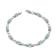 White Gold Personalized Oval Birthstone Infinity Bracelet