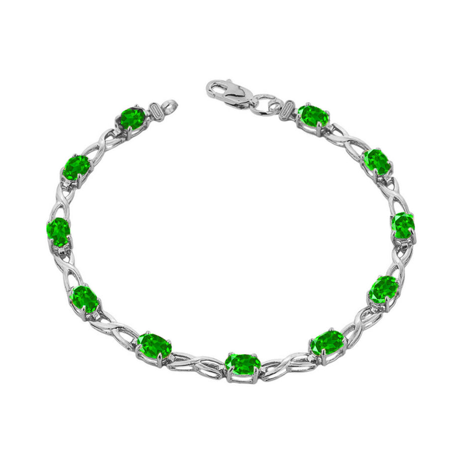 .925 Sterling Silver Personalized Oval Birthstone Infinity Bracelet