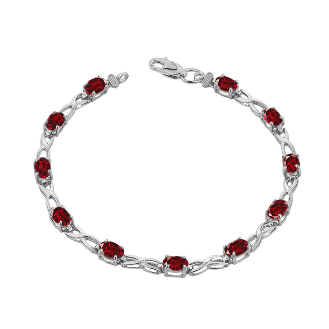 .925 Sterling Silver Personalized Oval Birthstone Infinity Bracelet