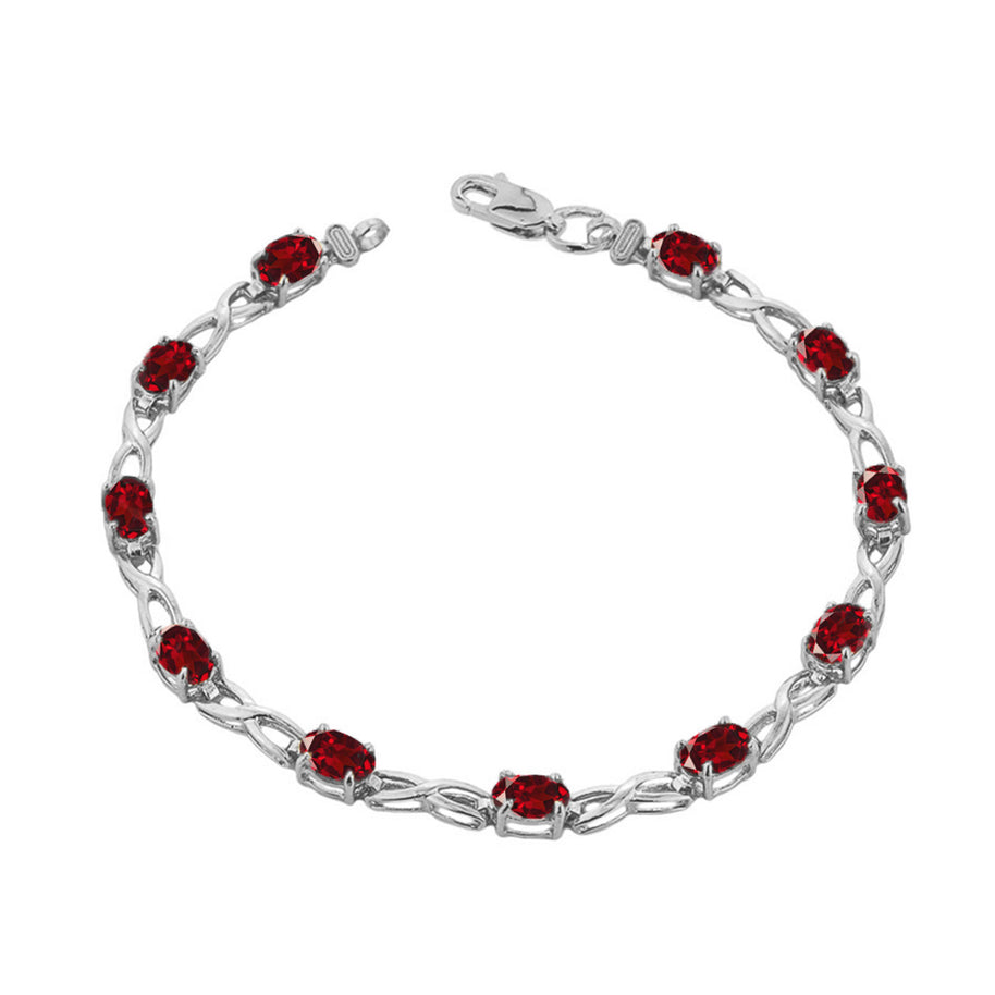 .925 Sterling Silver Personalized Oval Birthstone Infinity Bracelet