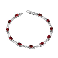 .925 Sterling Silver Personalized Oval Birthstone Infinity Bracelet