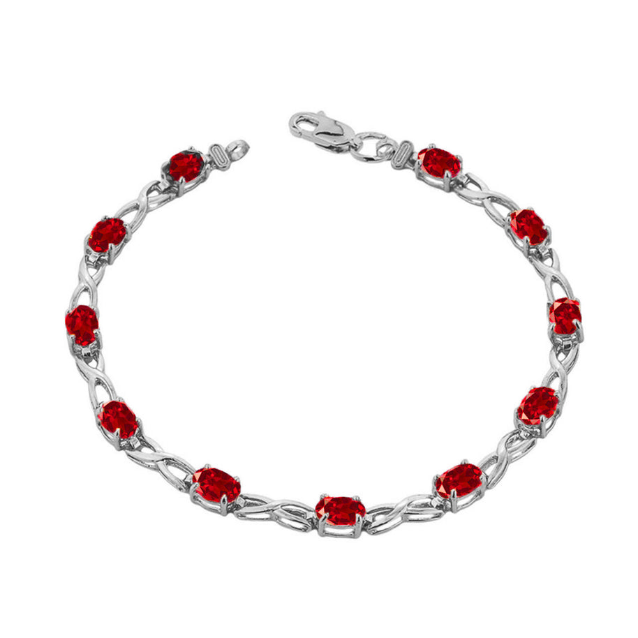 .925 Sterling Silver Personalized Oval Birthstone Infinity Bracelet