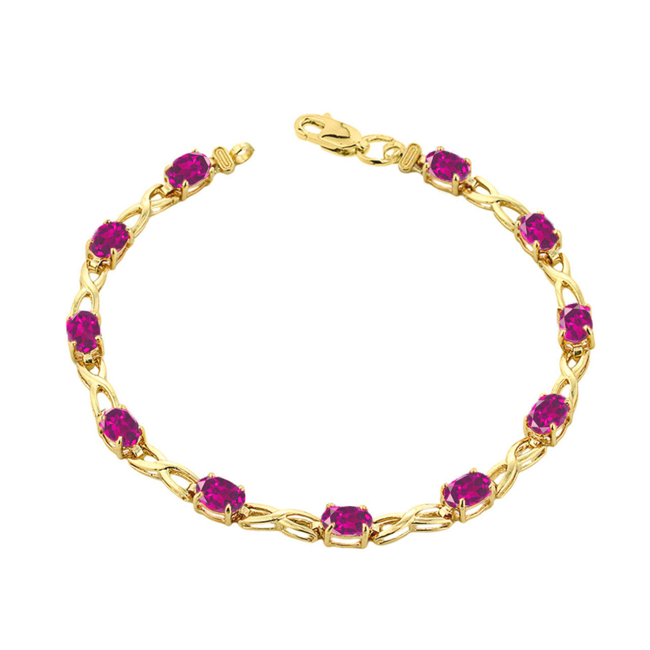 Yellow Gold Personalized Oval Birthstone Infinity Bracelet
