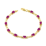 Yellow Gold Personalized Oval Birthstone Infinity Bracelet