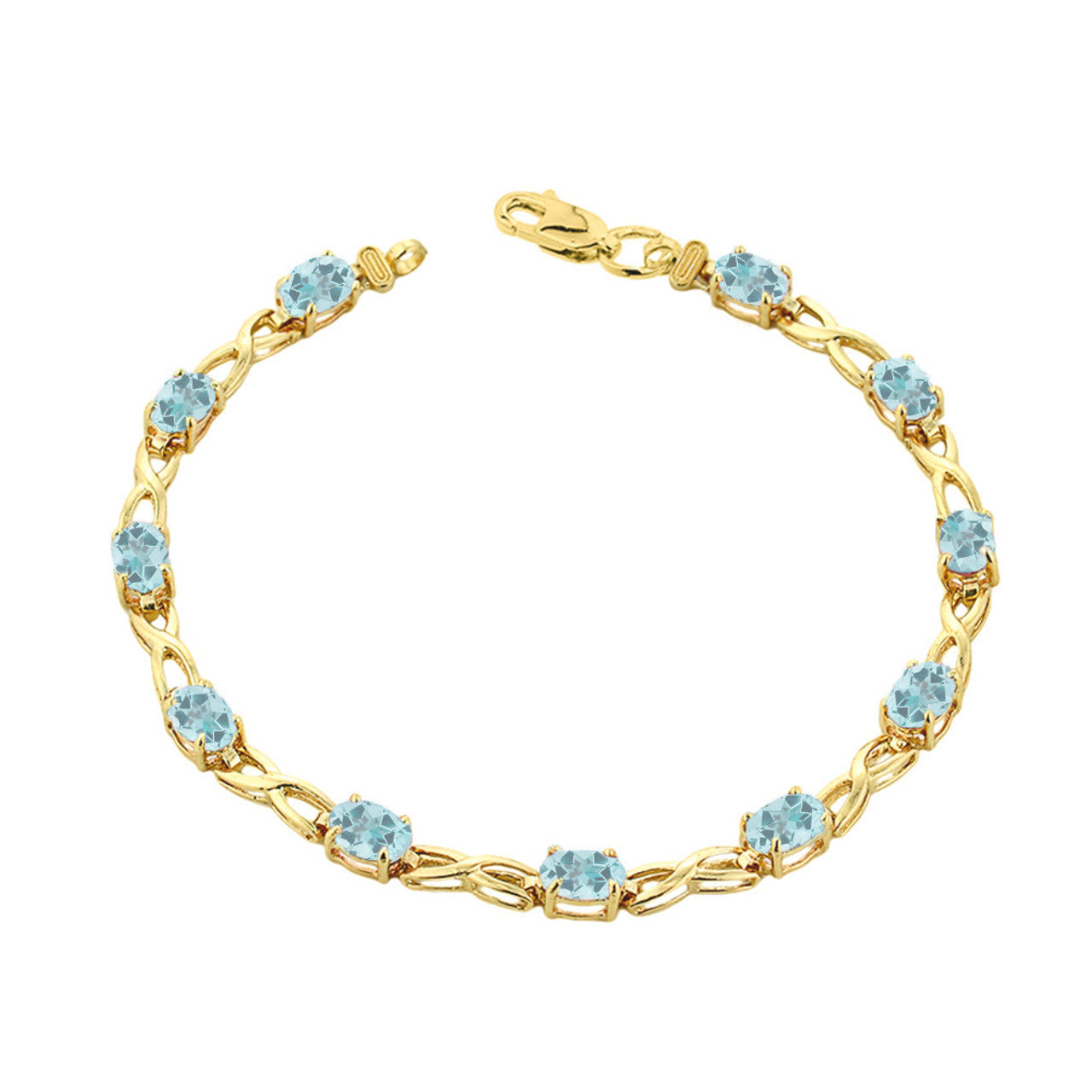 Yellow Gold Personalized Oval Birthstone Infinity Bracelet