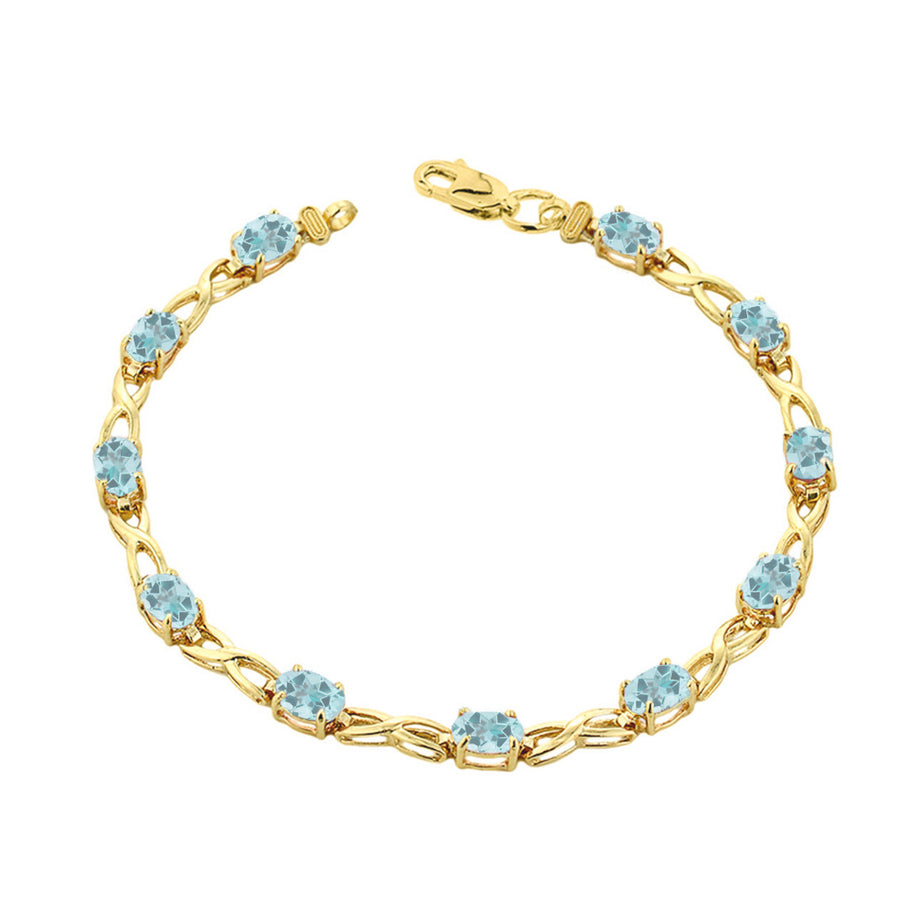 Yellow Gold Personalized Oval Birthstone Infinity Bracelet