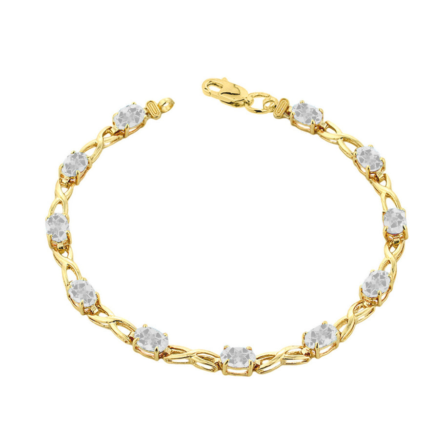 Yellow Gold Personalized Oval Birthstone Infinity Bracelet