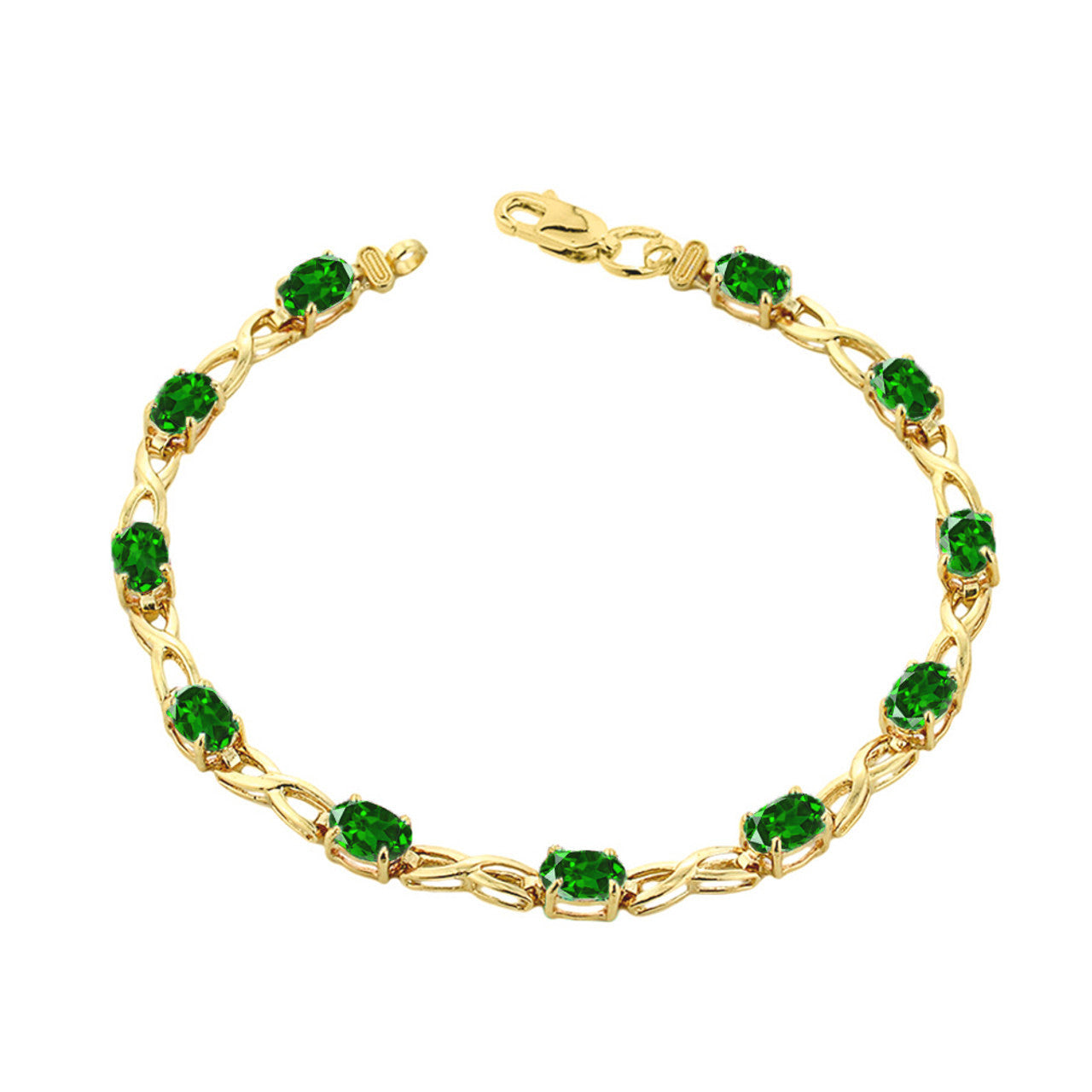 Yellow Gold Personalized Oval Birthstone Infinity Bracelet