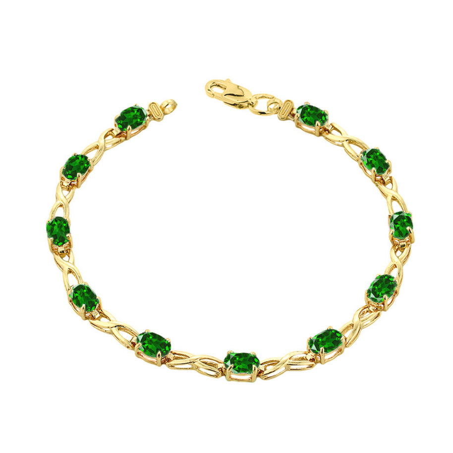 Yellow Gold Personalized Oval Birthstone Infinity Bracelet