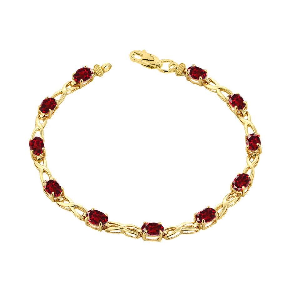 Yellow Gold Personalized Oval Birthstone Infinity Bracelet