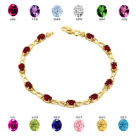 Yellow Gold Personalized Oval Birthstone Infinity Bracelet