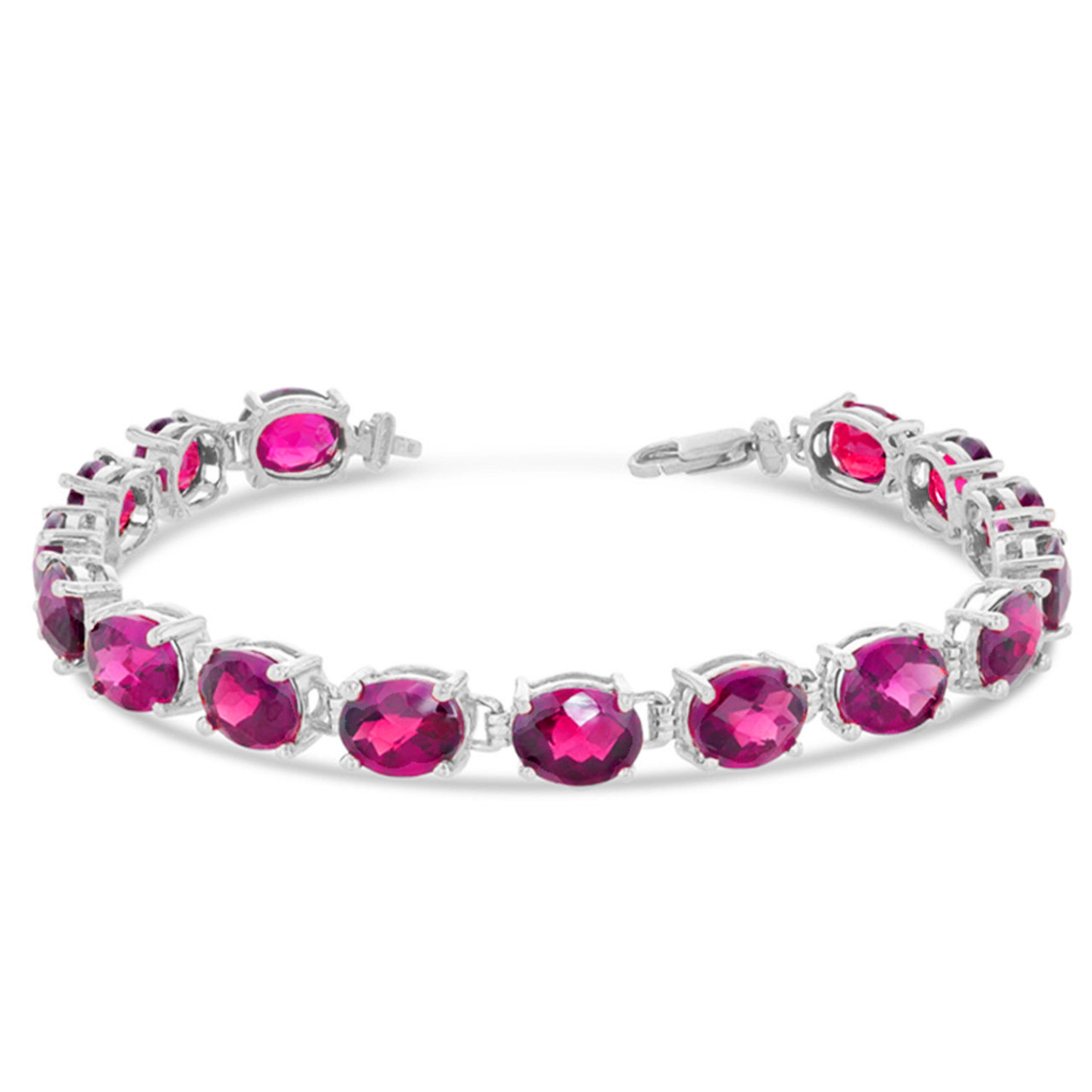 Personalized Oval Checkerboard Birthstone (8 x 6) Tennis Bracelet in Sterling Silver