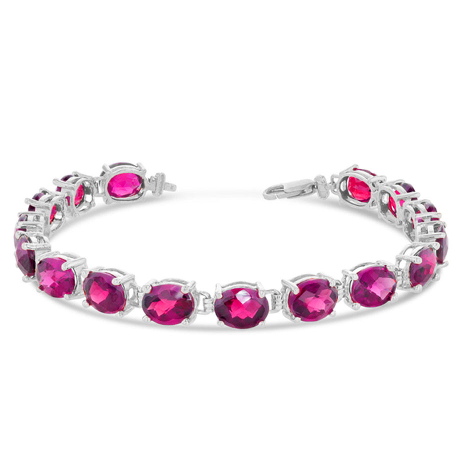 Personalized Oval Checkerboard Birthstone (8 x 6) Tennis Bracelet in Sterling Silver