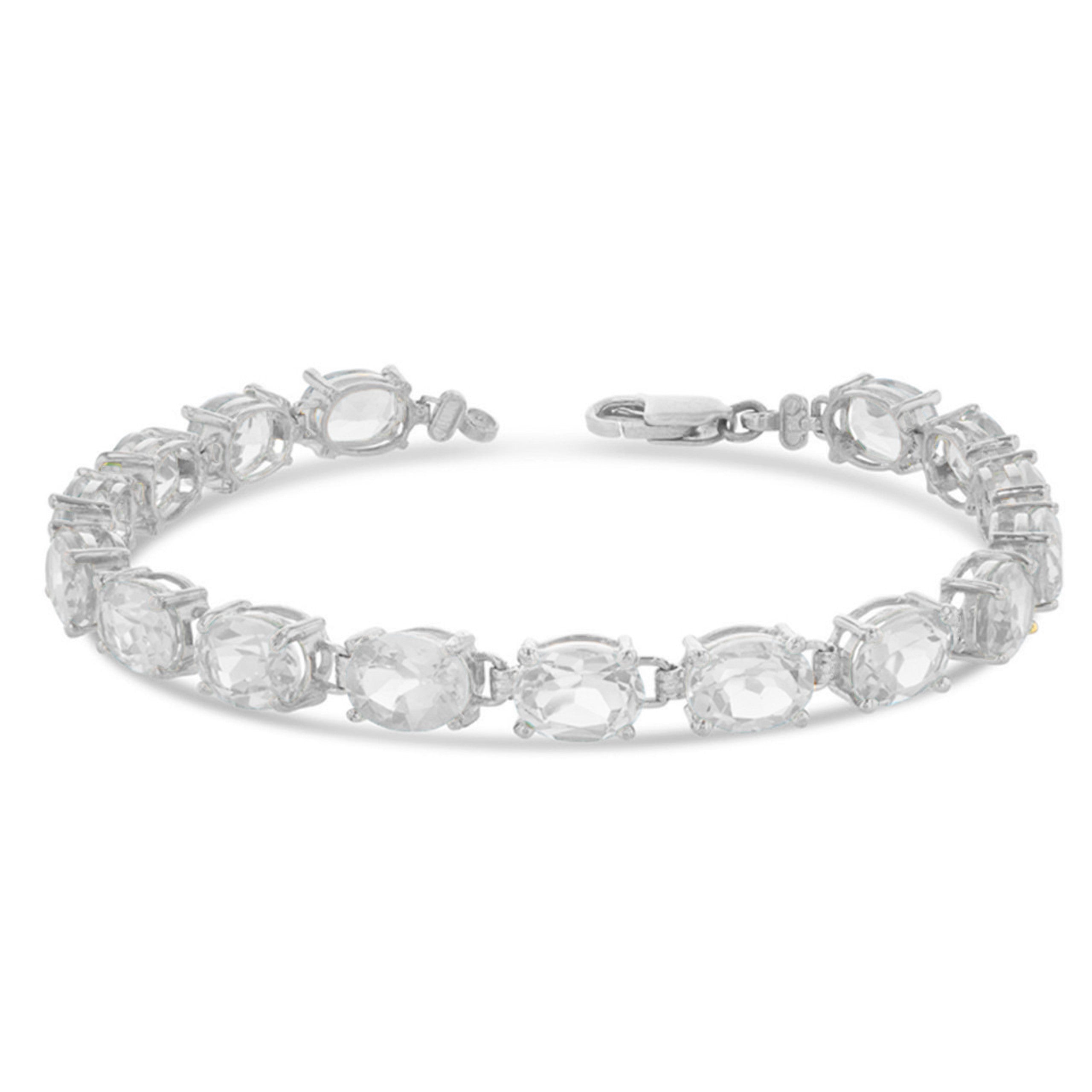 Personalized Oval Checkerboard Birthstone (8 x 6) Tennis Bracelet in Sterling Silver