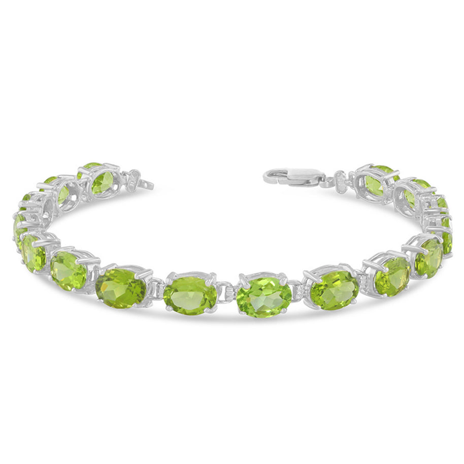 Personalized Oval Checkerboard Birthstone (8 x 6) Tennis Bracelet in Sterling Silver