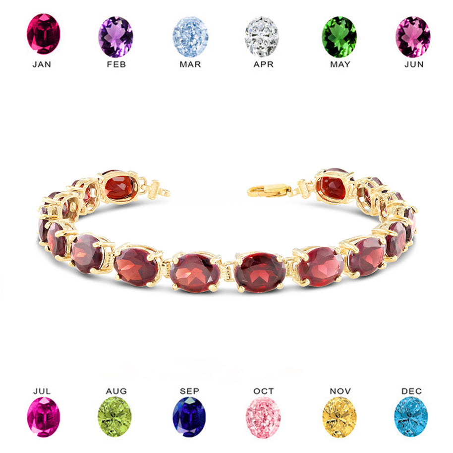 Personalized Oval Birthstone (9 x 7) Tennis Bracelet (Available in Yellow/Rose/White Gold)