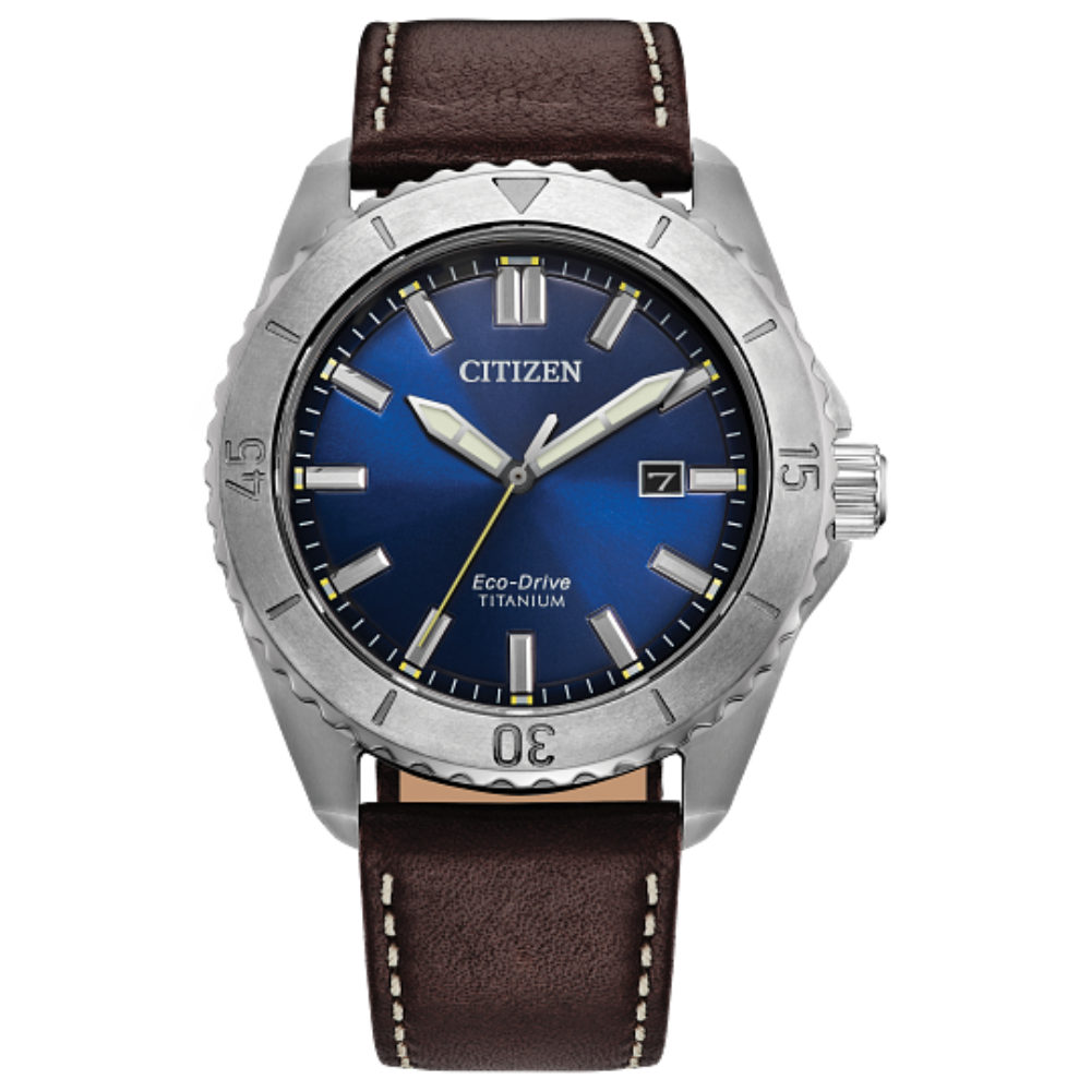 Citizen AW1840-09L Brycen Eco-Drive Silver Brown Leather Men's Watch