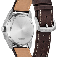 Citizen AW1840-09L Brycen Eco-Drive Silver Brown Leather Men's Watch