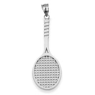 Solid Gold Tennis Racket Sports Charm Pendant Necklace (Available In Yellow/Rose/White Gold)