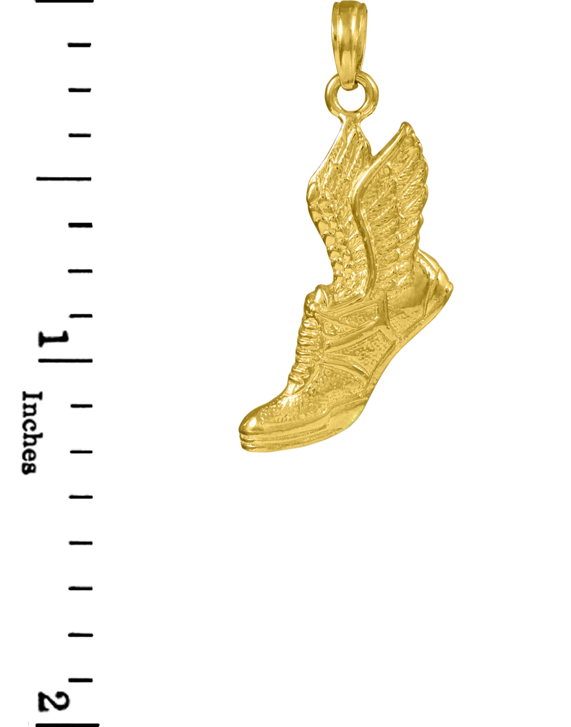 14K Yellow Gold Winged Running Shoes Pendant Necklace
